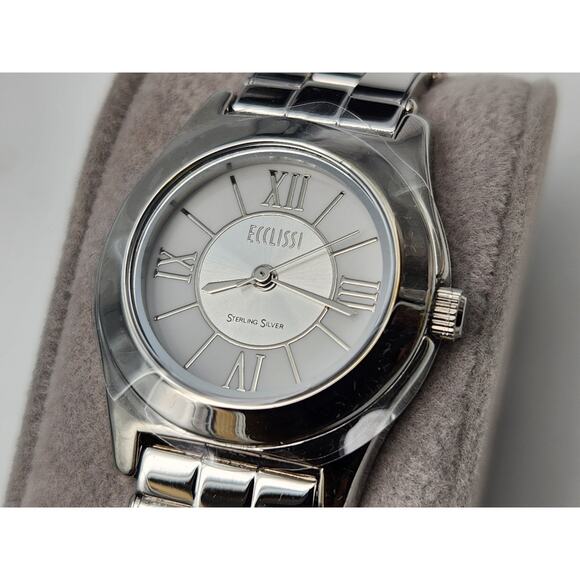 Ecclissi Women 33175 Sterling Silver Silver Tone 2mm Quartz Analog Watch 6 1/4" - Picture 3 of 11